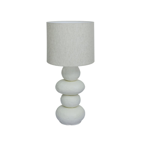 Pebble Cream Papier Mache Table Lamp - View 1