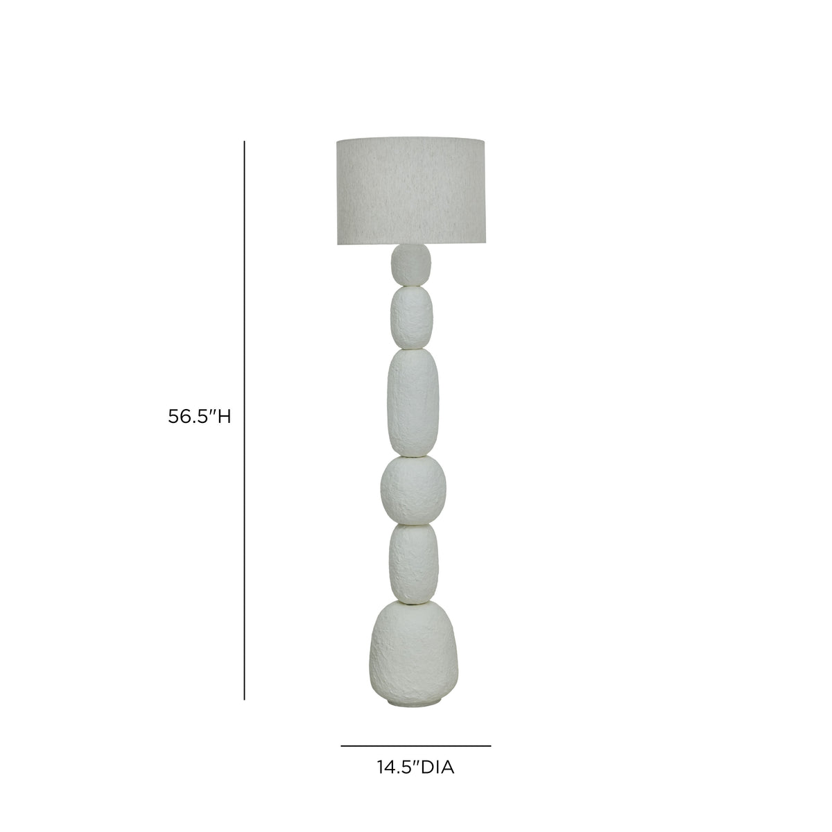 Pebble Cream Papier Mache Floor Lamp - View 6