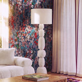 Pebble Cream Papier Mache Floor Lamp - View 1