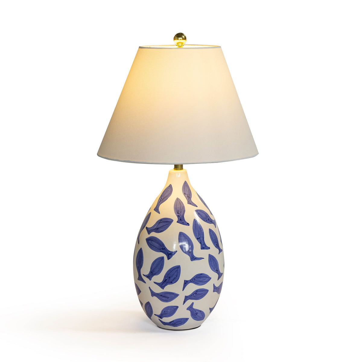 Sardine White & Blue Ceramic Table Lamp - View 3