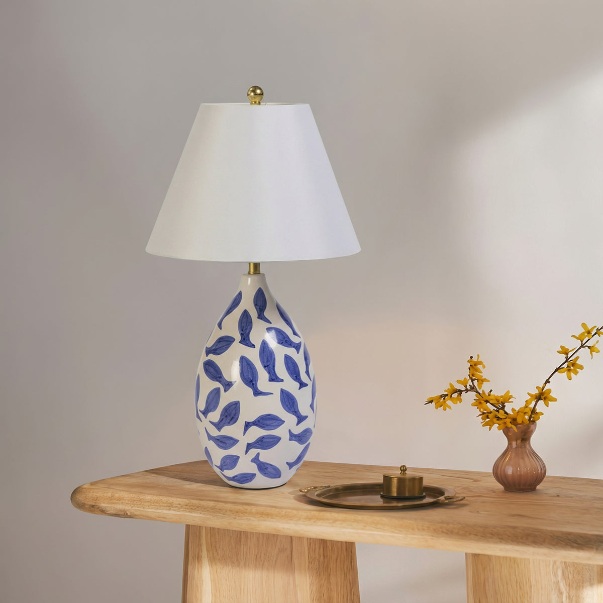 Sardine White & Blue Ceramic Table Lamp - View 2