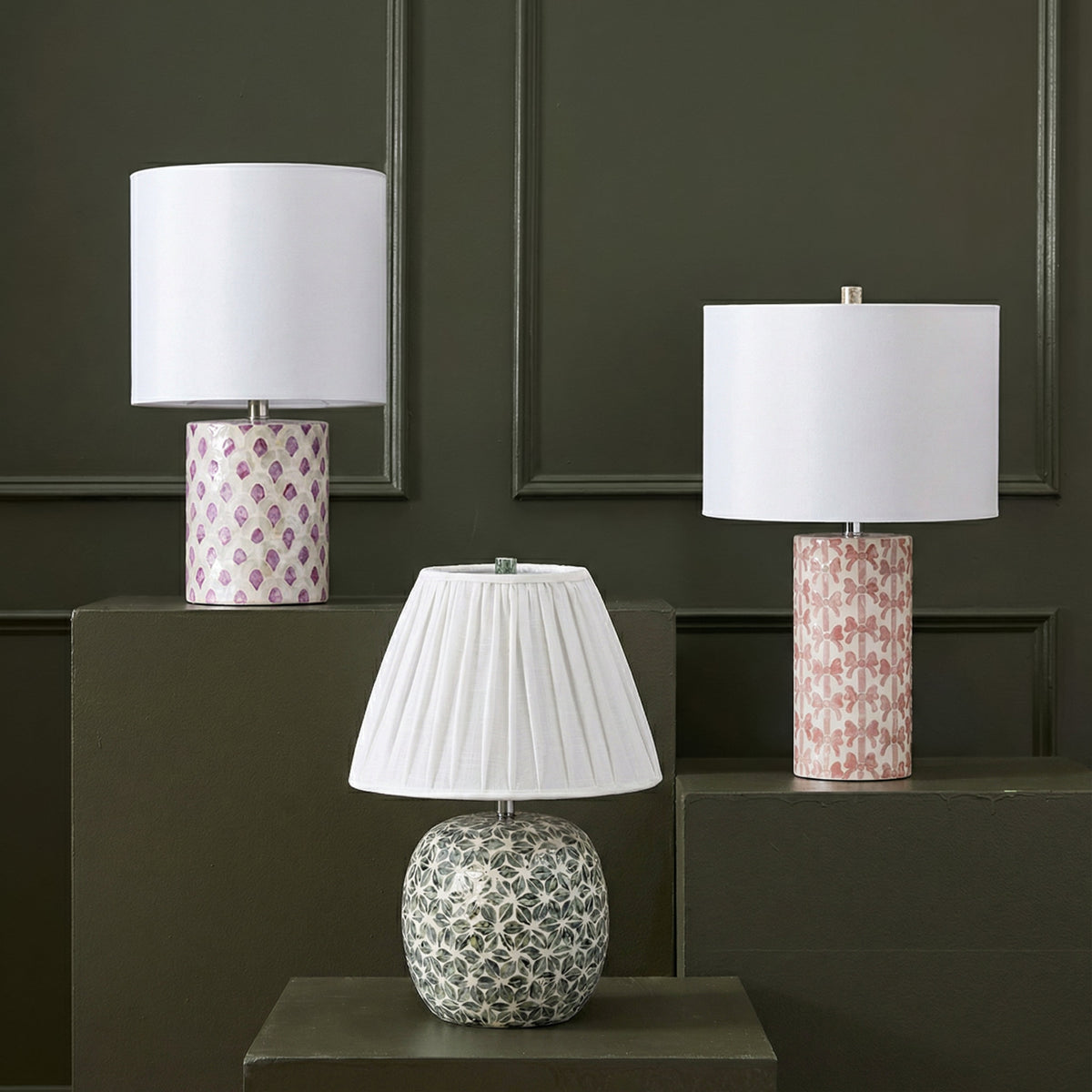 Lassy Pink Ribbon Capiz Shell Table Lamp - View 2