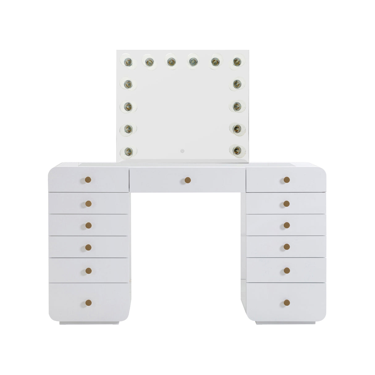 Hollywood 56" White Desk with Vanity Mirror