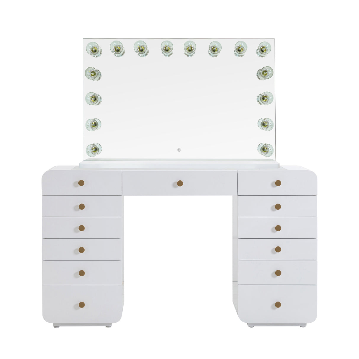 Hollywood 56" White Desk with Vanity Mirror