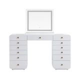 Hollywood 56" White Desk with LED Panel Vanity Mirror