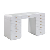 Hollywood 56" White Desk with LED Panel Vanity Mirror