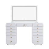 Hollywood 56" White Desk with LED Panel Vanity Mirror