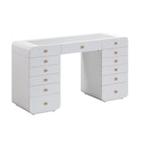 Hollywood 56" White 13-Drawer Vanity Desk