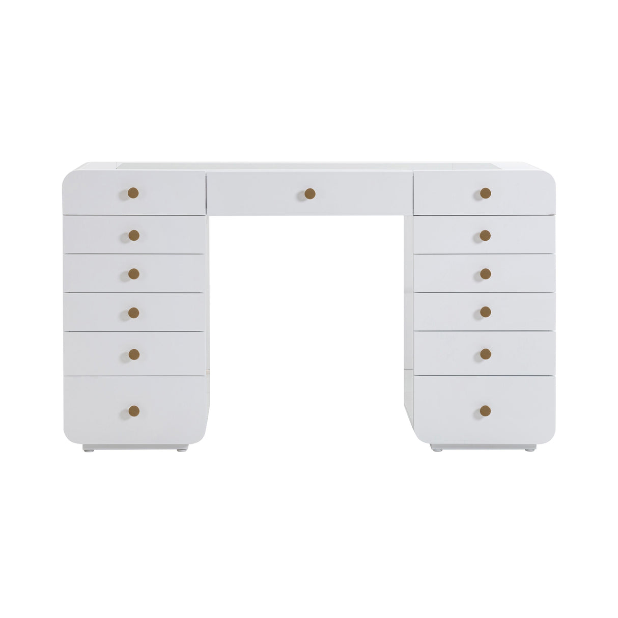 Hollywood 56" White 13-Drawer Vanity Desk