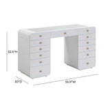 Hollywood 56" White 13-Drawer Vanity Desk