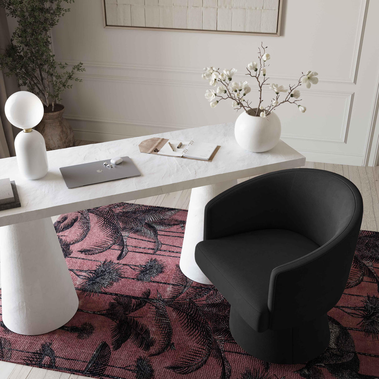 Kristen Upcycled Chenille Rolling Desk Chair