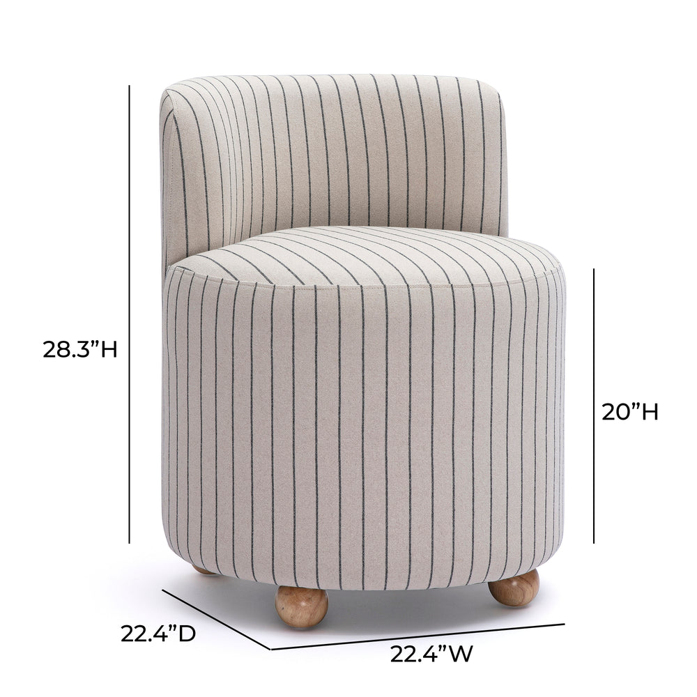 Hakuna Desk Chair with Solid Wood Ball Legs - Compact Playful Upholstered Vanity & Desk Seat dimensions