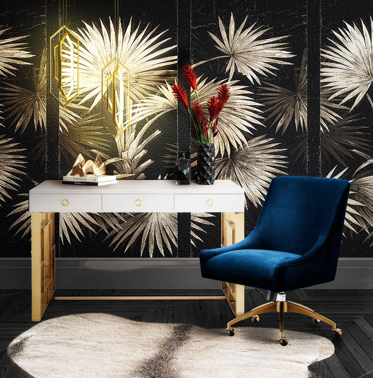 Beatrix Velvet Office Swivel Chair