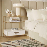 Darla 23" Cream Glass Nightstand With Drawer