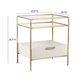 Darla 23" Cream Glass Nightstand With Drawer