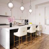 Lisa Pleated Velvet Counter Stool