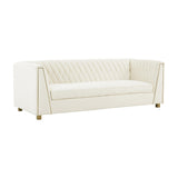 Wafa 87" Cream Velvet Sofa