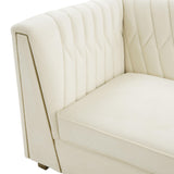 Wafa 87" Cream Velvet Sofa