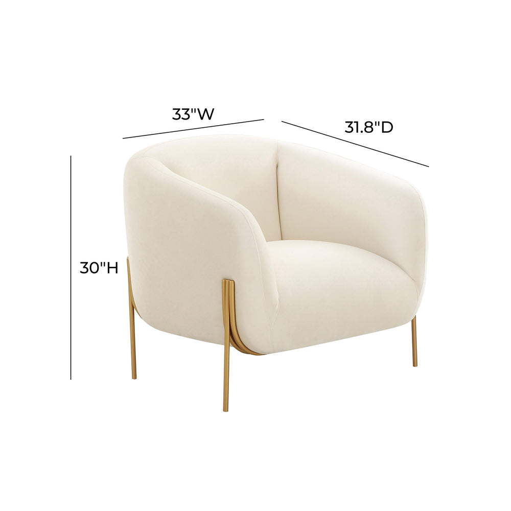 Kandra Cream Velvet Accent Chair dimensions