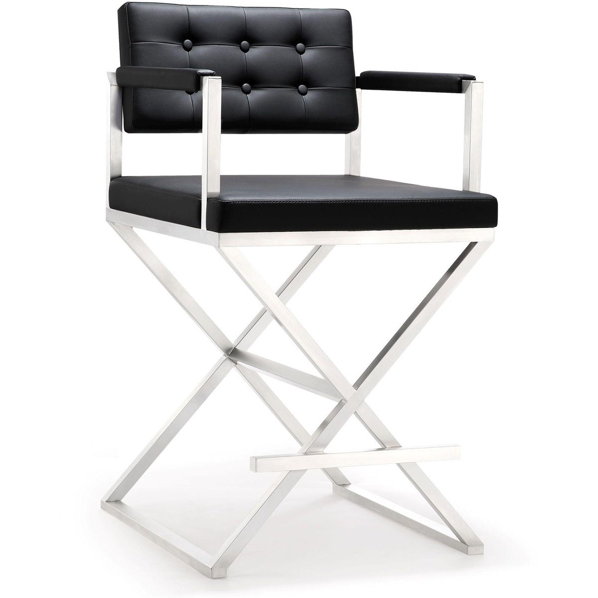 Director Performance Vegan Leather Stool with Silver Base