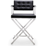 Director Performance Vegan Leather Stool with Silver Base