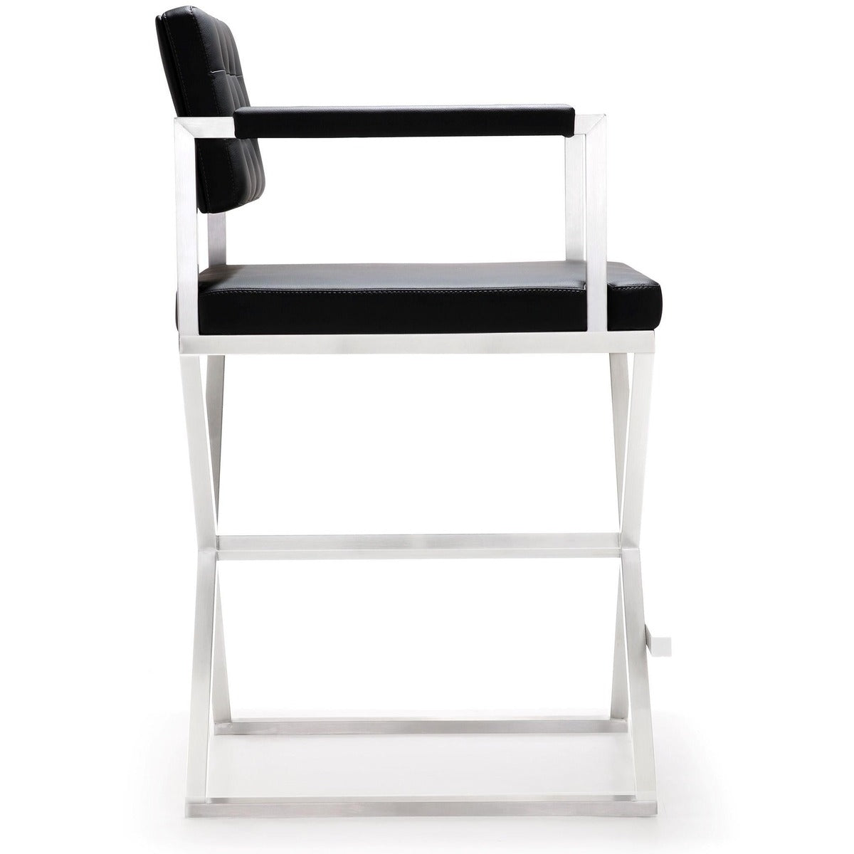 Director Performance Vegan Leather Stool with Silver Base
