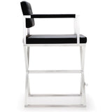 Director Performance Vegan Leather Stool with Silver Base