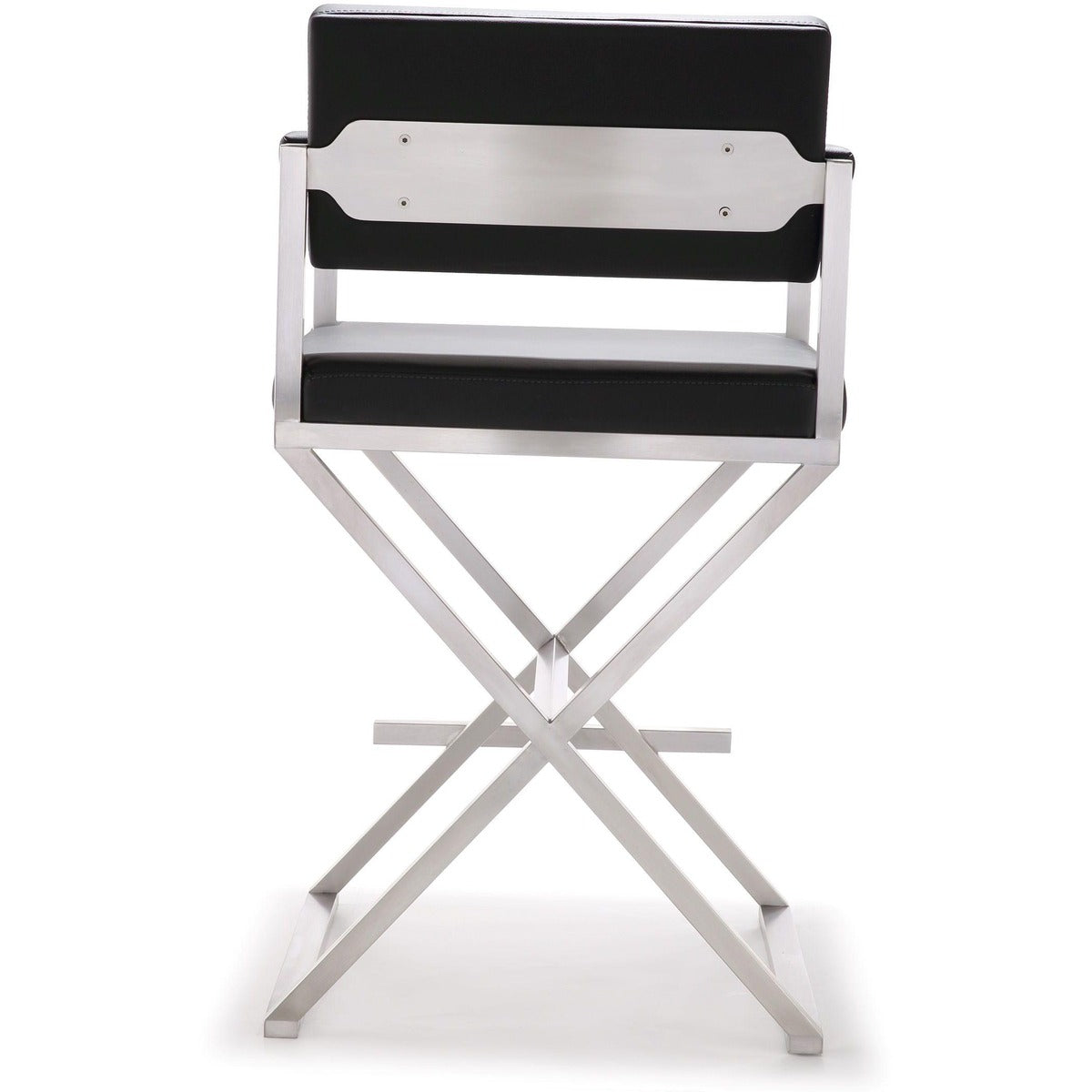 Director Performance Vegan Leather Stool with Silver Base