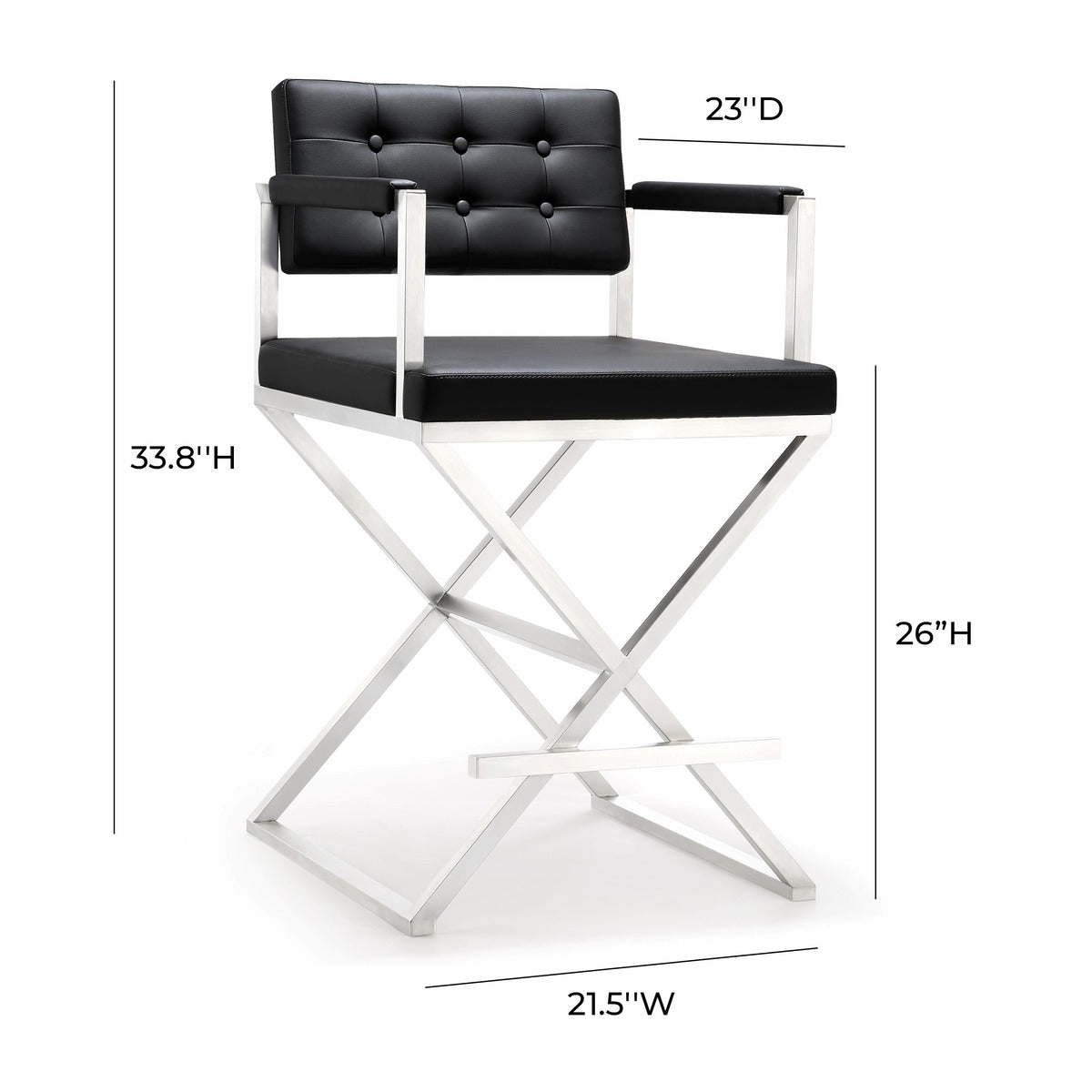 Director Performance Vegan Leather Stool with Silver Base
