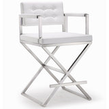 Director Performance Vegan Leather Stool with Silver Base