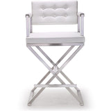 Director Performance Vegan Leather Stool with Silver Base