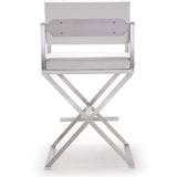 Director Performance Vegan Leather Stool with Silver Base