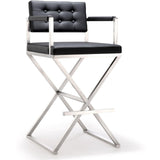 Director Performance Vegan Leather Stool with Silver Base