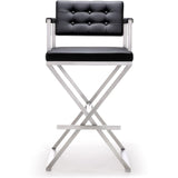Director Performance Vegan Leather Stool with Silver Base