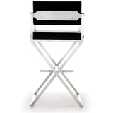 Director Performance Vegan Leather Stool with Silver Base