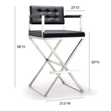 Director Performance Vegan Leather Stool with Silver Base