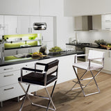 Director Performance Vegan Leather Stool with Silver Base