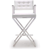 Director Performance Vegan Leather Stool with Silver Base