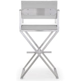 Director Performance Vegan Leather Stool with Silver Base