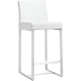 Denmark Performance Vegan Leather Stool with Silver Base - Set of 2
