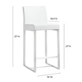 Denmark Performance Vegan Leather Stool with Silver Base - Set of 2