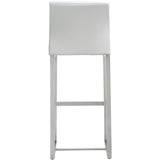 Denmark Performance Vegan Leather Stool with Silver Base - Set of 2