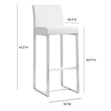 Denmark Performance Vegan Leather Stool with Silver Base - Set of 2