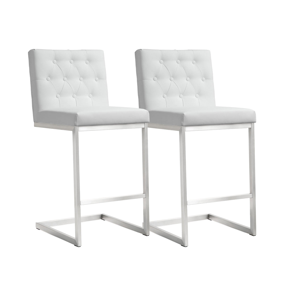 Helsinki White Performance Vegan Leather Stool - Set of 2