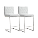 Helsinki White Performance Vegan Leather Stool - Set of 2