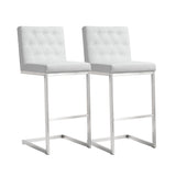 Helsinki White Performance Vegan Leather Stool - Set of 2
