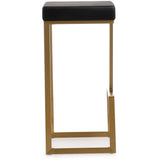 Ferrara Black Performance Vegan Leather and Gold Steel Barstool - Set of 2