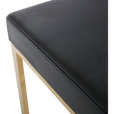 Ferrara Black Performance Vegan Leather and Gold Steel Barstool - Set of 2