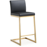 Parma Performance Vegan Leather and Gold Stainless Steel Counter Stool - Set of 2