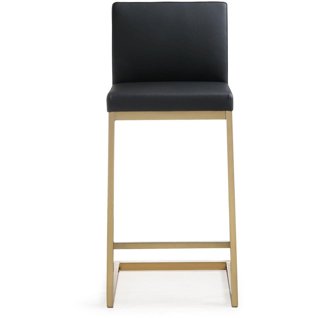 Parma Performance Vegan Leather and Gold Stainless Steel Counter Stool - Set of 2